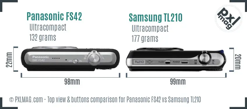 Panasonic FS42 vs Samsung TL210 top view buttons comparison