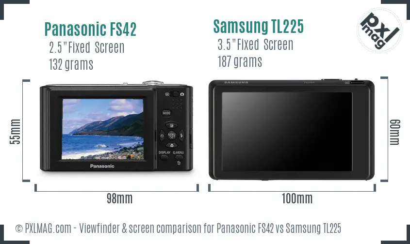 Panasonic FS42 vs Samsung TL225 Screen and Viewfinder comparison