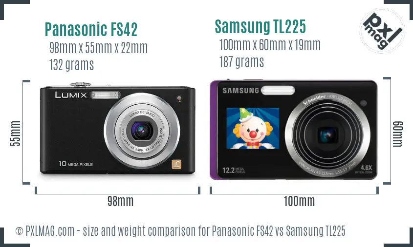 Panasonic FS42 vs Samsung TL225 size comparison