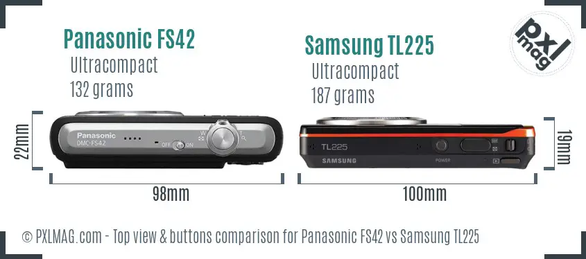 Panasonic FS42 vs Samsung TL225 top view buttons comparison