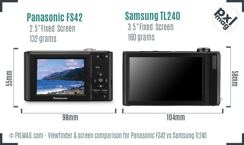 Panasonic FS42 vs Samsung TL240 Screen and Viewfinder comparison