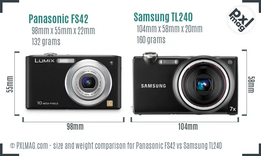 Panasonic FS42 vs Samsung TL240 size comparison