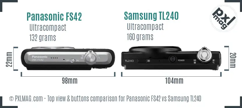 Panasonic FS42 vs Samsung TL240 top view buttons comparison