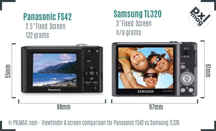 Panasonic FS42 vs Samsung TL320 Screen and Viewfinder comparison