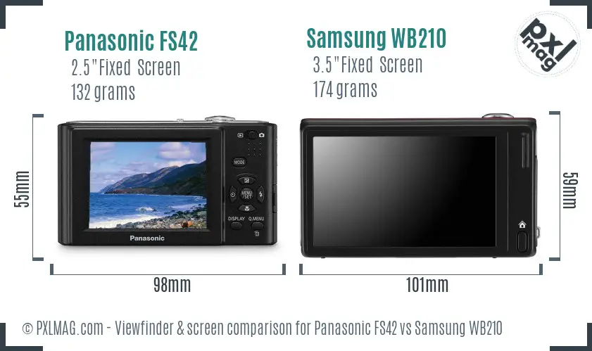 Panasonic FS42 vs Samsung WB210 Screen and Viewfinder comparison