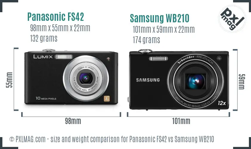 Panasonic FS42 vs Samsung WB210 size comparison