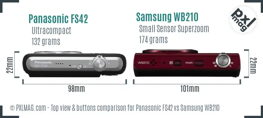Panasonic FS42 vs Samsung WB210 top view buttons comparison