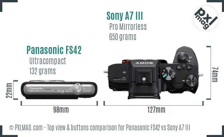 Panasonic FS42 vs Sony A7 III top view buttons comparison