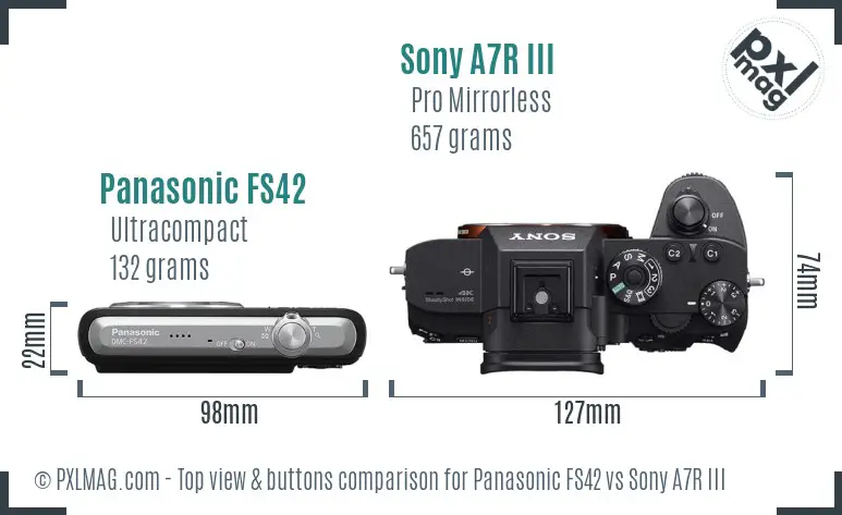 Panasonic FS42 vs Sony A7R III top view buttons comparison