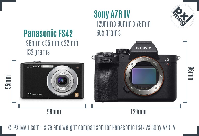 Panasonic FS42 vs Sony A7R IV size comparison