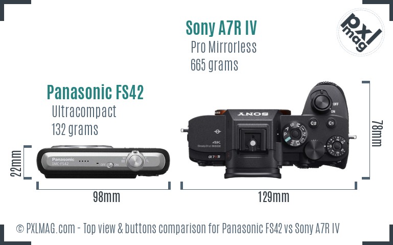 Panasonic FS42 vs Sony A7R IV top view buttons comparison