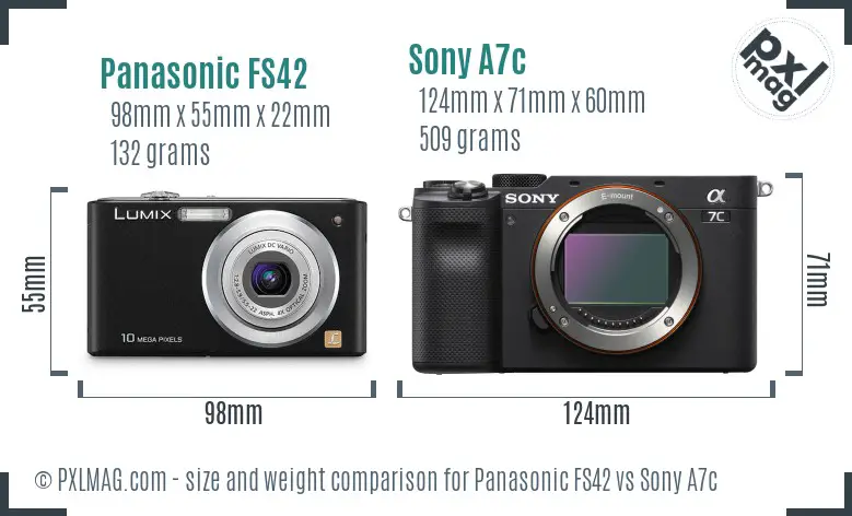 Panasonic FS42 vs Sony A7c size comparison