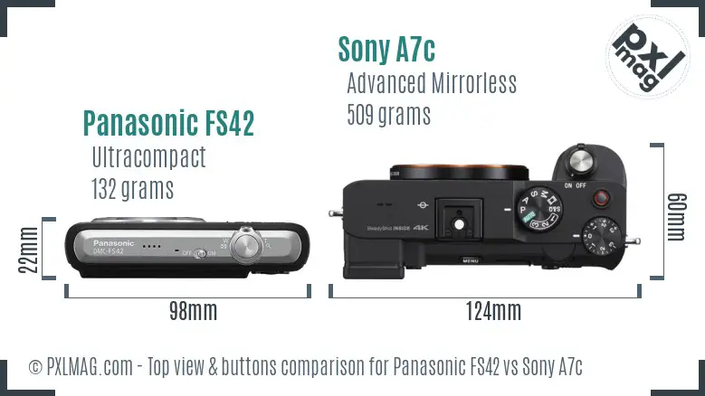 Panasonic FS42 vs Sony A7c top view buttons comparison