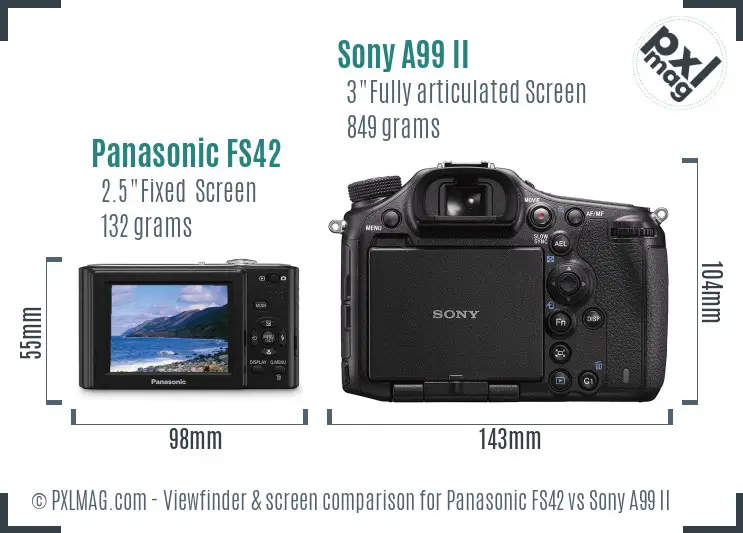 Panasonic FS42 vs Sony A99 II Screen and Viewfinder comparison