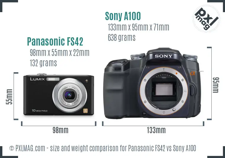 Panasonic FS42 vs Sony A100 size comparison