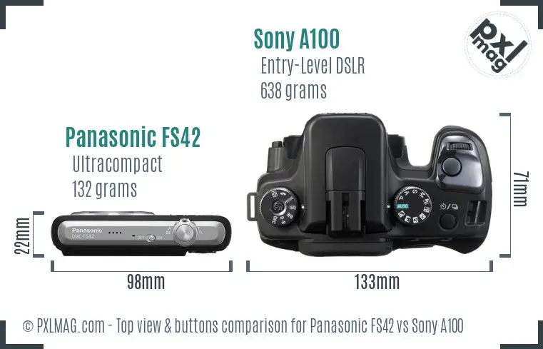 Panasonic FS42 vs Sony A100 top view buttons comparison