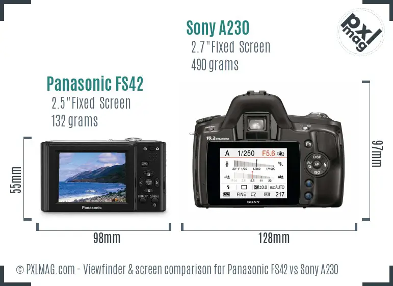 Panasonic FS42 vs Sony A230 Screen and Viewfinder comparison