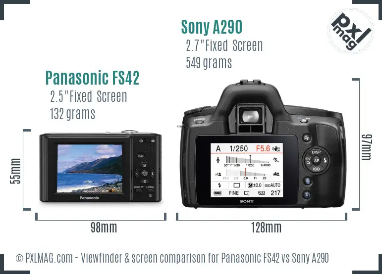 Panasonic FS42 vs Sony A290 Screen and Viewfinder comparison Panasonic FS42 vs Sony A290 Screen and Viewfinder comparison