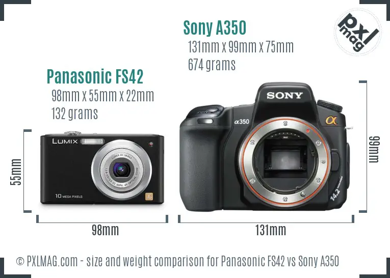 Panasonic FS42 vs Sony A350 size comparison