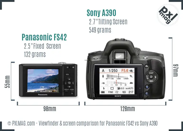 Panasonic FS42 vs Sony A390 Screen and Viewfinder comparison Panasonic FS42 vs Sony A390 Screen and Viewfinder comparison