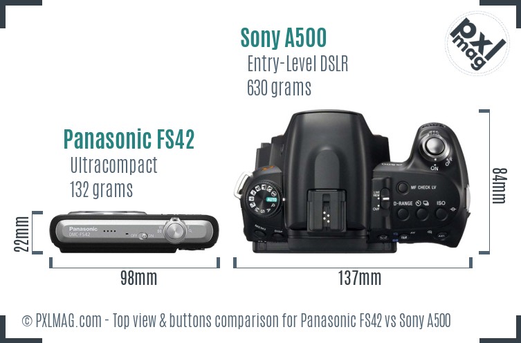 Panasonic FS42 vs Sony A500 top view buttons comparison
