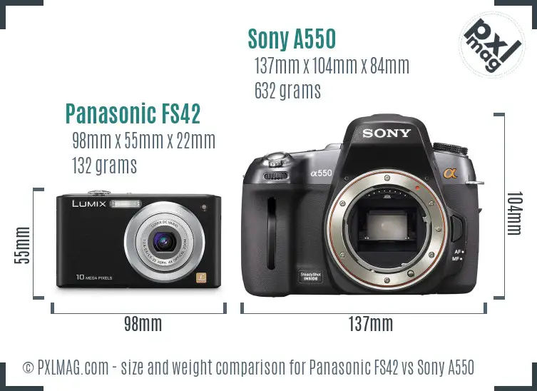 Panasonic FS42 vs Sony A550 size comparison