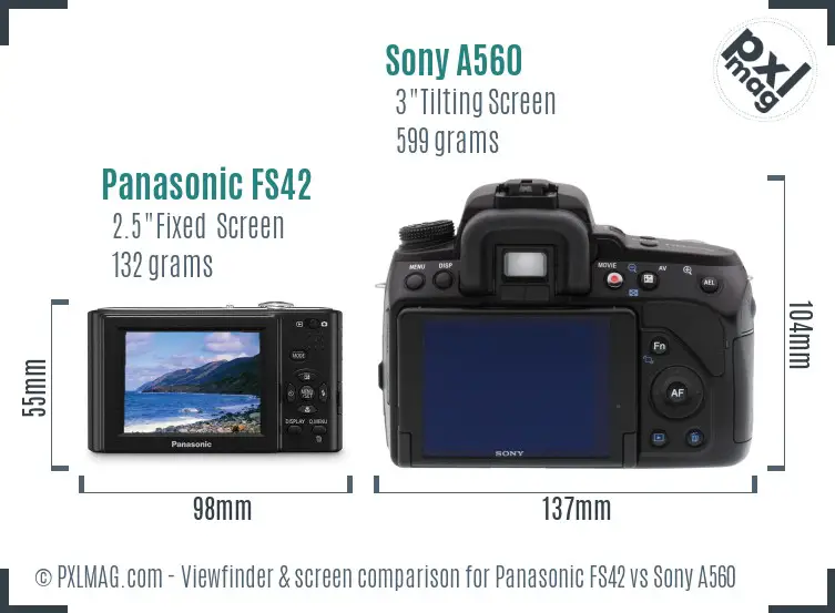 Panasonic FS42 vs Sony A560 Screen and Viewfinder comparison