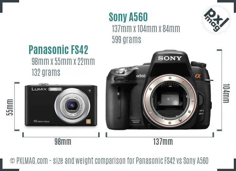 Panasonic FS42 vs Sony A560 size comparison