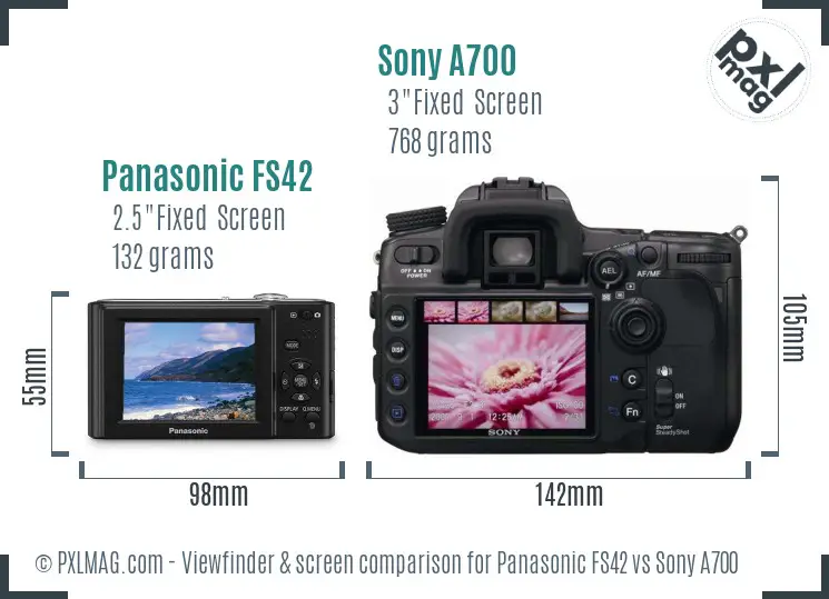 Panasonic FS42 vs Sony A700 Screen and Viewfinder comparison