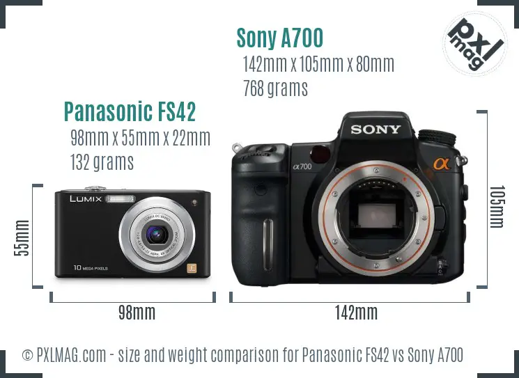 Panasonic FS42 vs Sony A700 size comparison