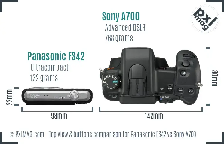 Panasonic FS42 vs Sony A700 top view buttons comparison