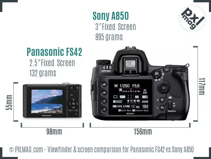 Panasonic FS42 vs Sony A850 Screen and Viewfinder comparison