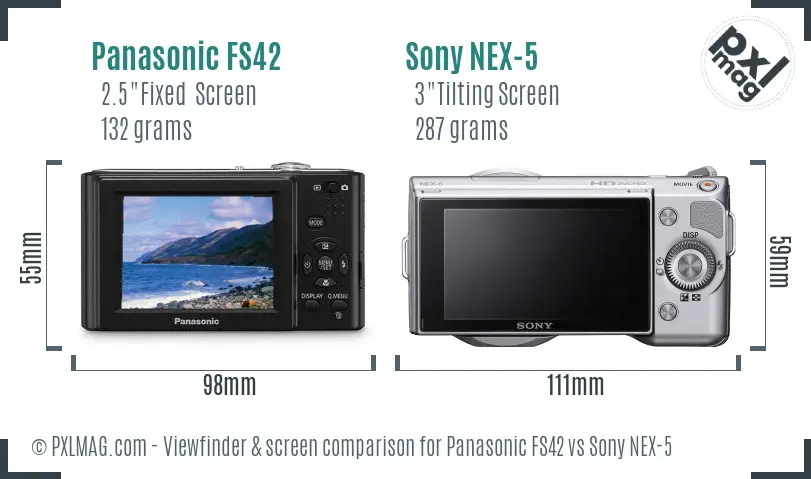 Panasonic FS42 vs Sony NEX-5 Screen and Viewfinder comparison