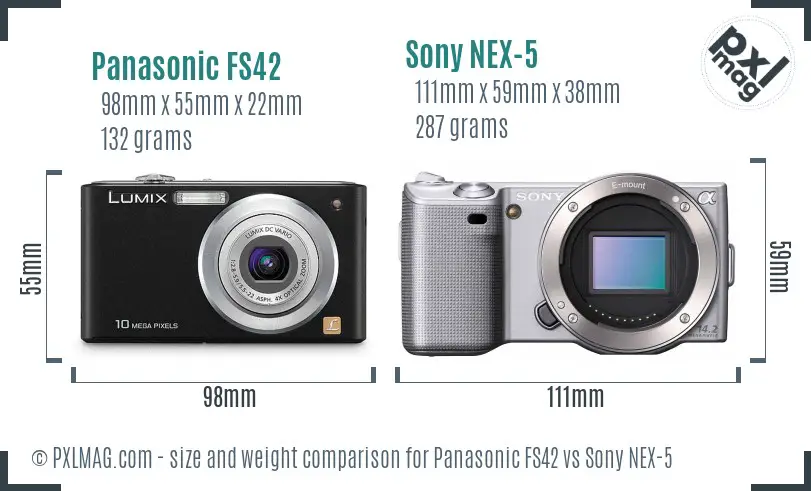 Panasonic FS42 vs Sony NEX-5 size comparison