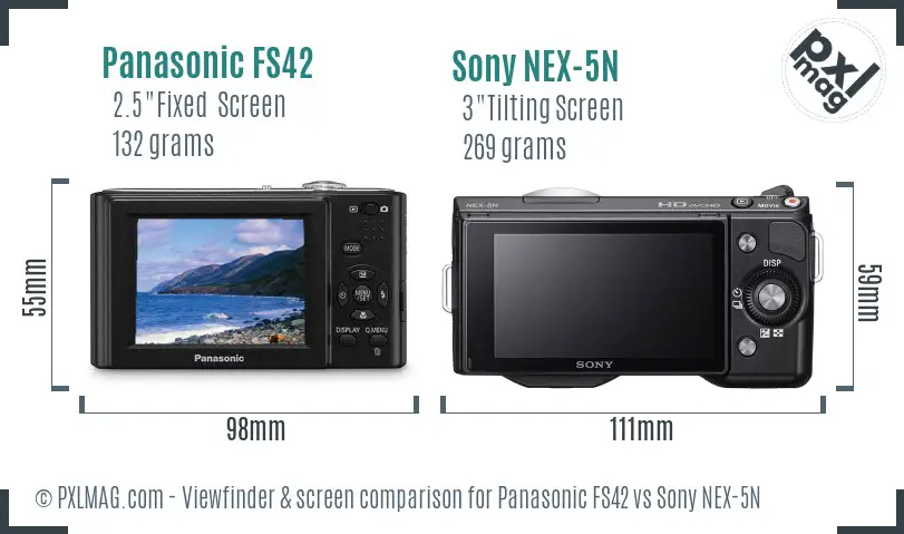 Panasonic FS42 vs Sony NEX-5N Screen and Viewfinder comparison