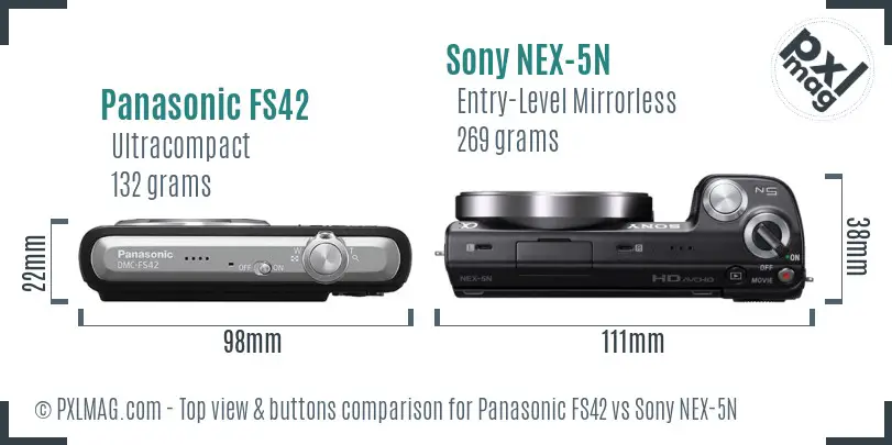 Panasonic FS42 vs Sony NEX-5N top view buttons comparison