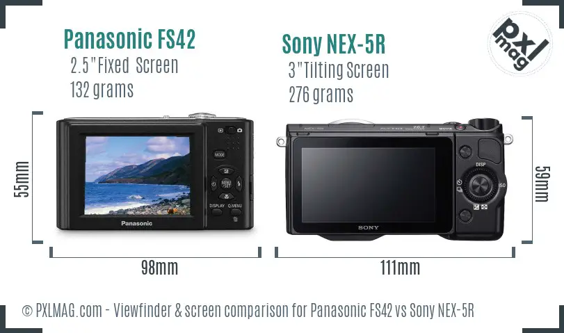 Panasonic FS42 vs Sony NEX-5R Screen and Viewfinder comparison