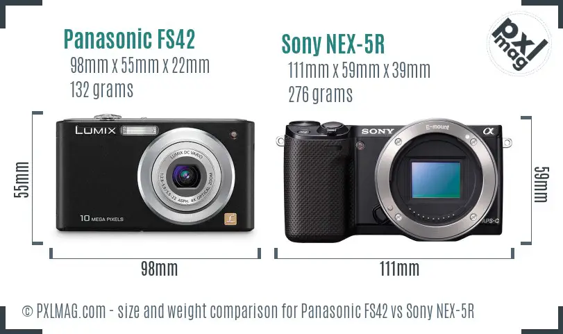 Panasonic FS42 vs Sony NEX-5R size comparison