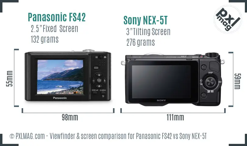 Panasonic FS42 vs Sony NEX-5T Screen and Viewfinder comparison