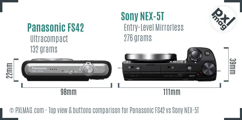 Panasonic FS42 vs Sony NEX-5T top view buttons comparison
