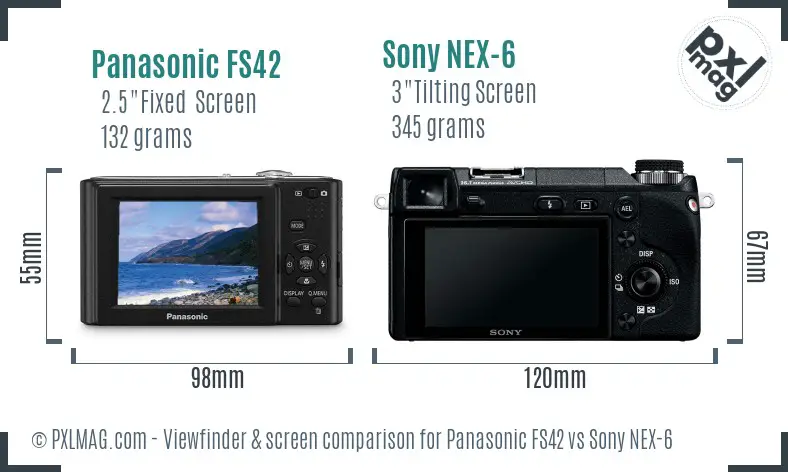 Panasonic FS42 vs Sony NEX-6 Screen and Viewfinder comparison