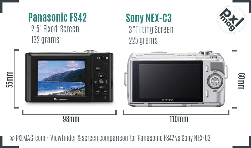 Panasonic FS42 vs Sony NEX-C3 Screen and Viewfinder comparison