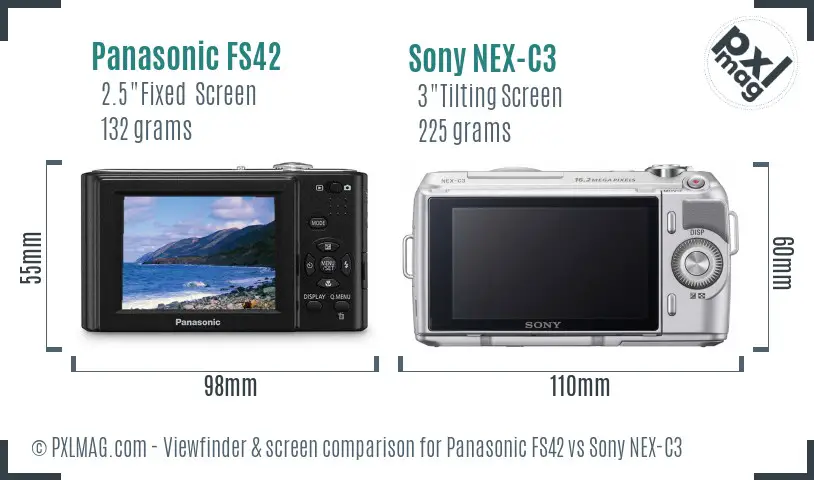 Panasonic FS42 vs Sony NEX-C3 Screen and Viewfinder comparison Panasonic FS42 vs Sony NEX-C3 Screen and Viewfinder comparison