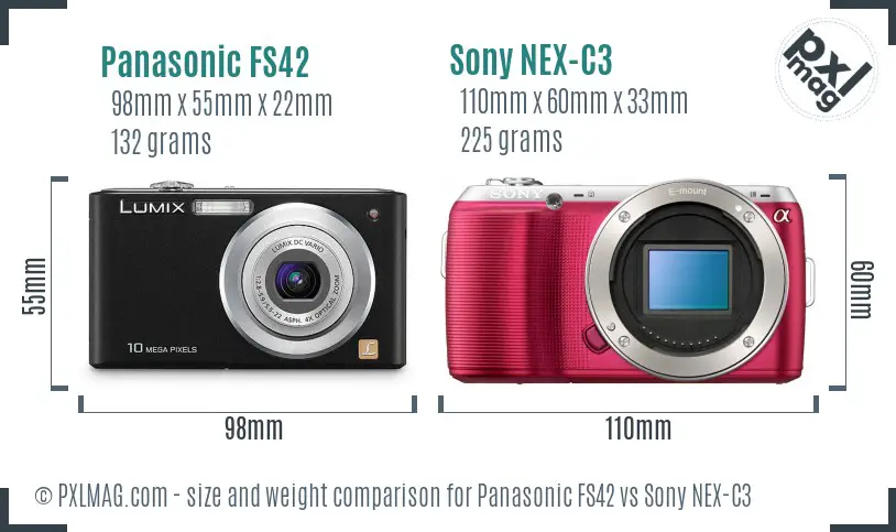 Panasonic FS42 vs Sony NEX-C3 size comparison