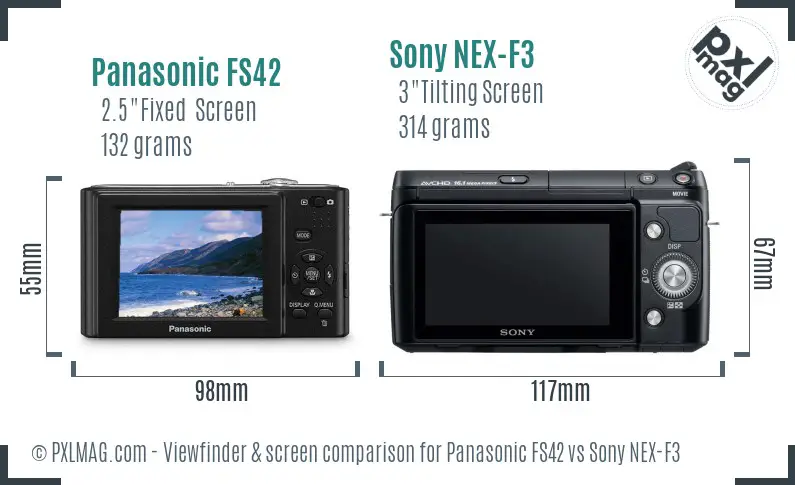 Panasonic FS42 vs Sony NEX-F3 Screen and Viewfinder comparison