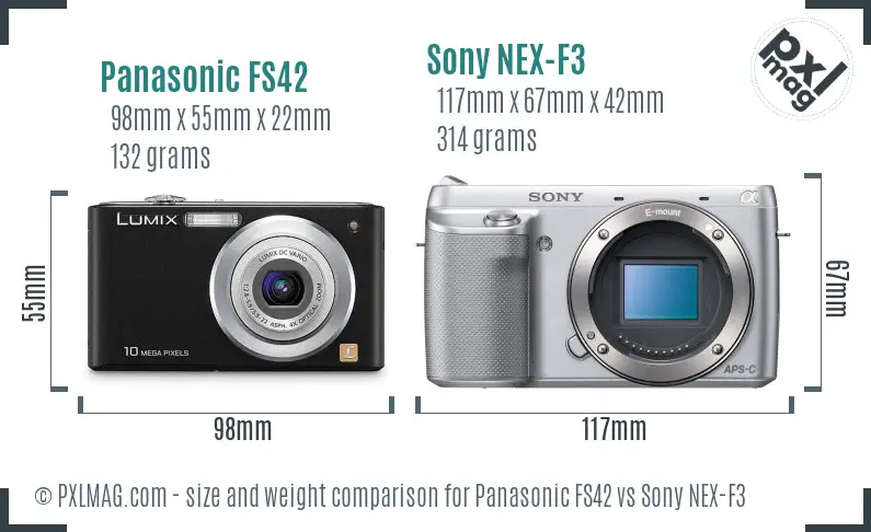 Panasonic FS42 vs Sony NEX-F3 size comparison
