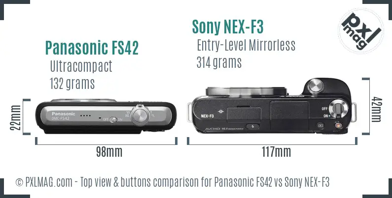 Panasonic FS42 vs Sony NEX-F3 top view buttons comparison