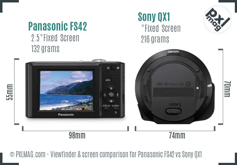Panasonic FS42 vs Sony QX1 Screen and Viewfinder comparison