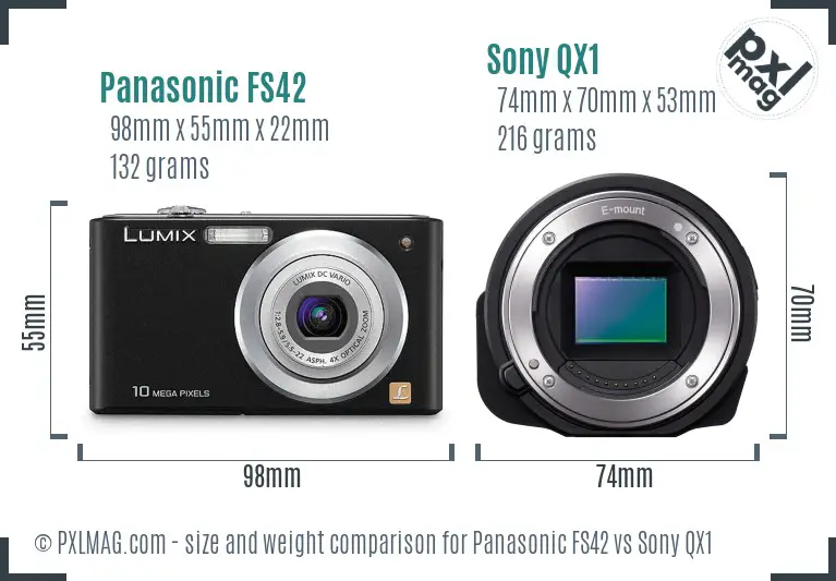Panasonic FS42 vs Sony QX1 size comparison