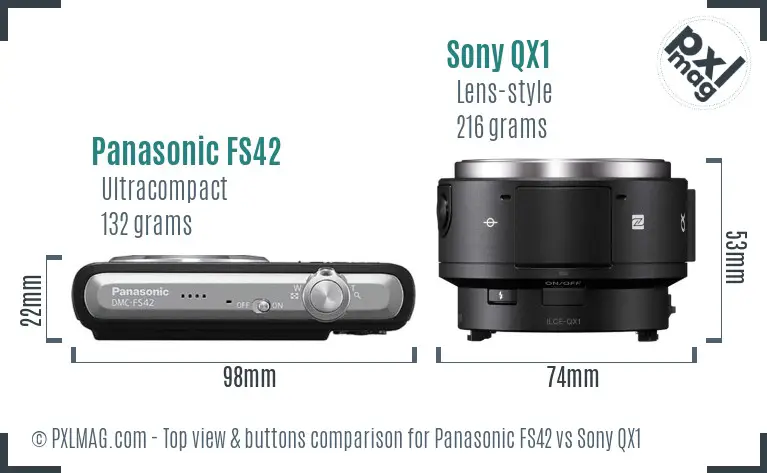 Panasonic FS42 vs Sony QX1 top view buttons comparison